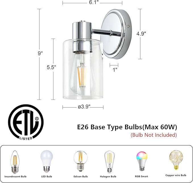 2 Light Bathroom Wall Sconce Light Fixtures - Image 2