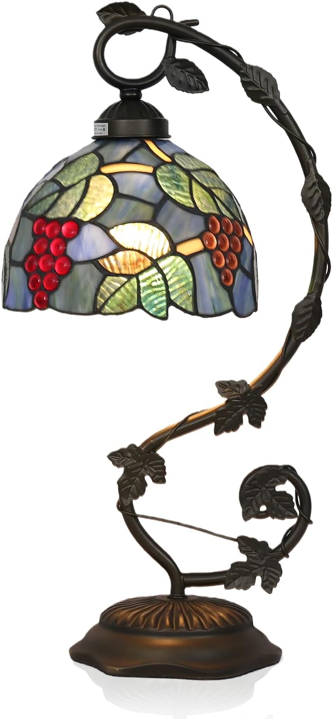 Stained Glass Lamp, Vintage Table Lamp, Living Room, Study（Grape） by TFNALNB