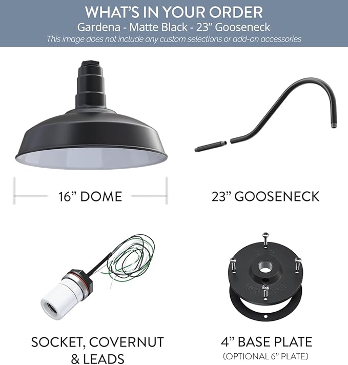 Steel Lighting Co. Gardena Barn Light | Outdoor Wall Mounted | 16" Dome | 23" - Image 6