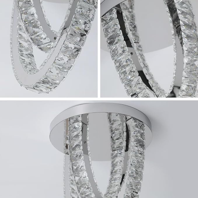 Modern Crystal Ceiling Light Chandelier, Flush Mount Lighting Fixture Pendant - Image 4