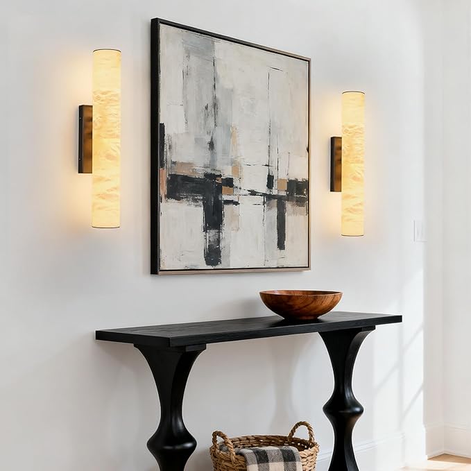 LMQNINE Natural Alabaster Wall Sconces Set of Two Spanish Marble Wall Light - Image 8