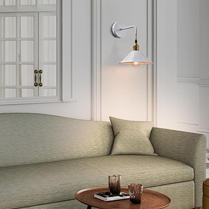 Plug-in Wall Lamp with Umbrella Shade, Bright White Wall Light Fixture Set of - Image 8