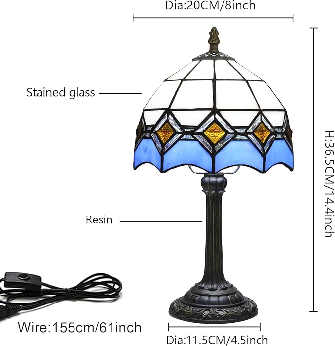 Blue and White Lamp Small Tiffany Lamps Bedside - Image 4