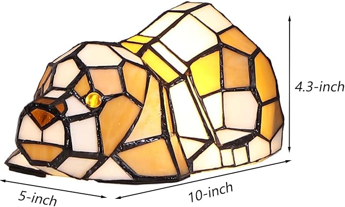 Bieye L10210 Tiffany Style Stained Glass Accent Dog Table Lamp - Image 5