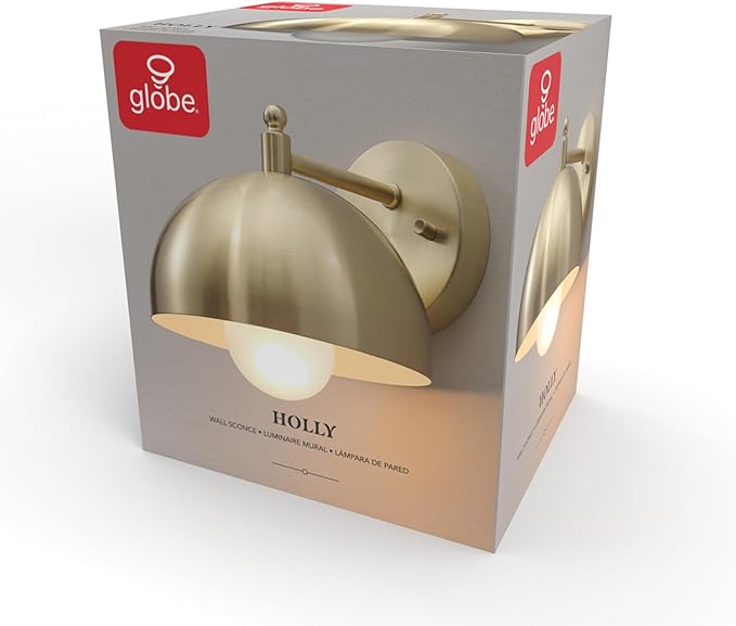 GLOBE Electric 65000048 1-Light Wall Sconce, Brushed Brass, Wall Lights - Image 11