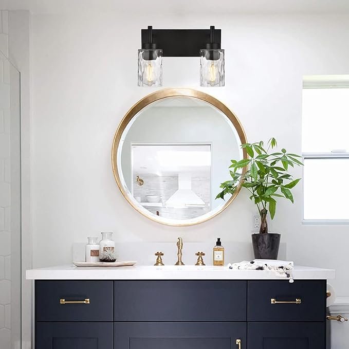 BONLICHT 2 Light Farmhouse Wall Sconce Vanity Lights Modern Black Bathroom - Image 2