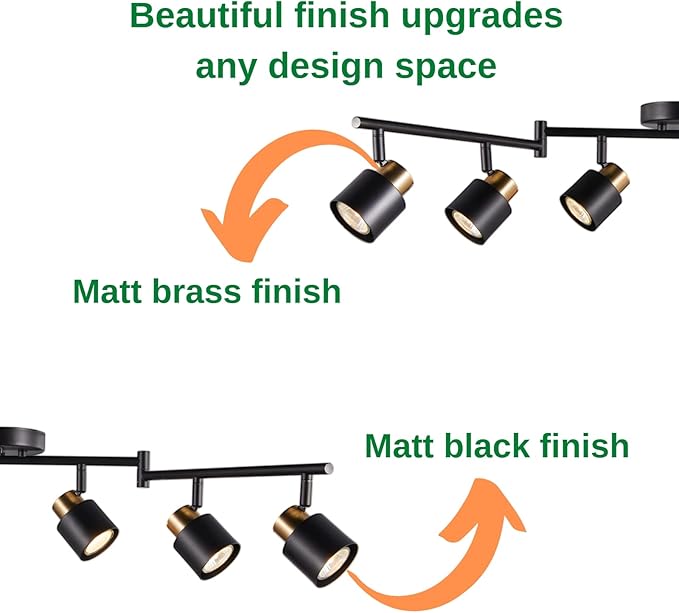 6 Light Foldable Track Lighting Kit, Matt Black Brass Finish Adjustable - Image 5