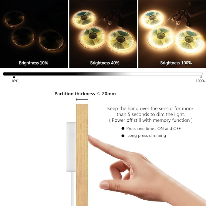 Cabinet Light COB LED Strip Lights 6-in-1 Dimmable Touch Control - Image 2