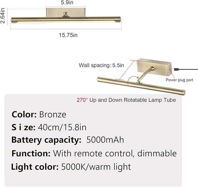 Picture Light for Wall Battery Operated, 3 Color Temps, Wireless Wall Light for - Image 5