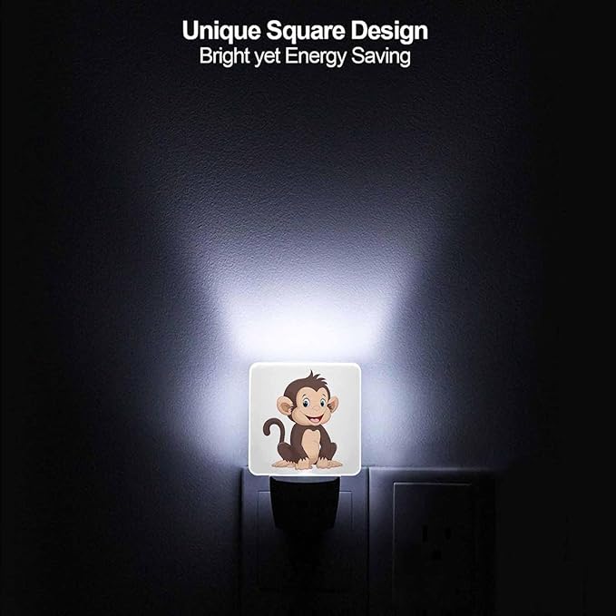 LED Night Light, Cute Cartoon Brown Smiling Monkey LED Night Light Plug into - Image 5