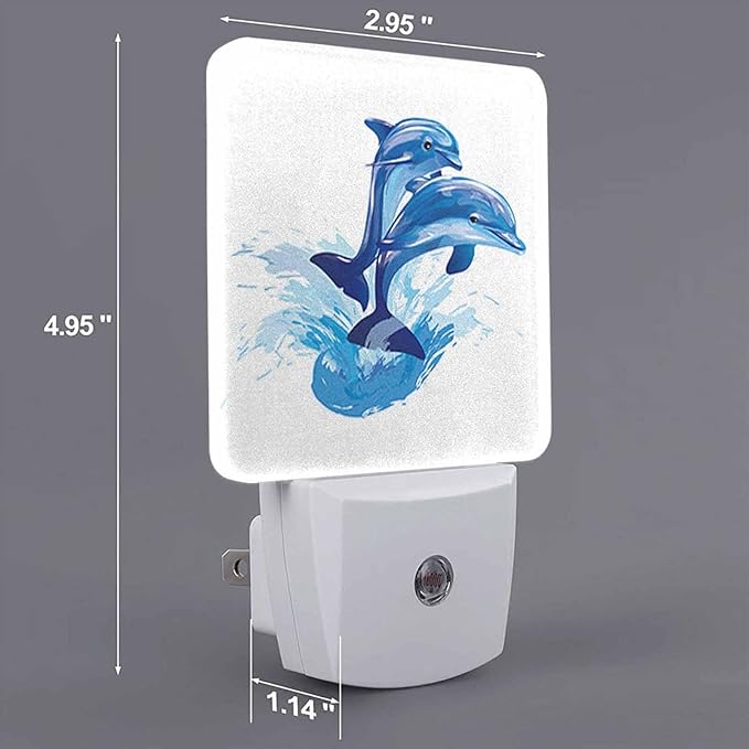 LED Night Light, Dolphins Jumping Out of Sea LED Night Light Plug into Wall - Image 2