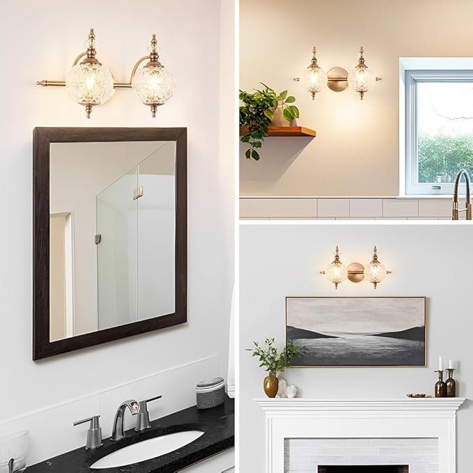 Brushed Gold Bathroom Vanity Light Fixture Vintage Style - Image 3