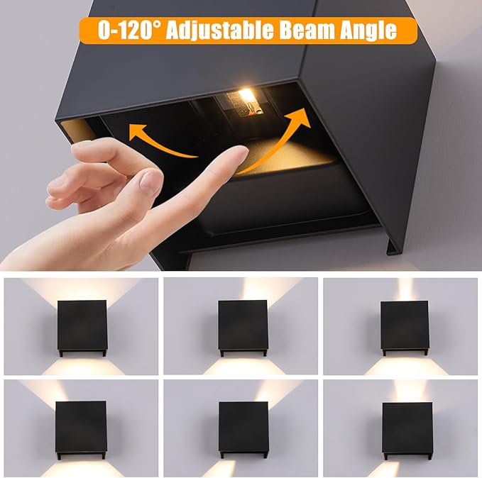 4 Pack Outdoor Wall Sconces Exterior/Interior LED Wall Lights, Square Modern - Image 6