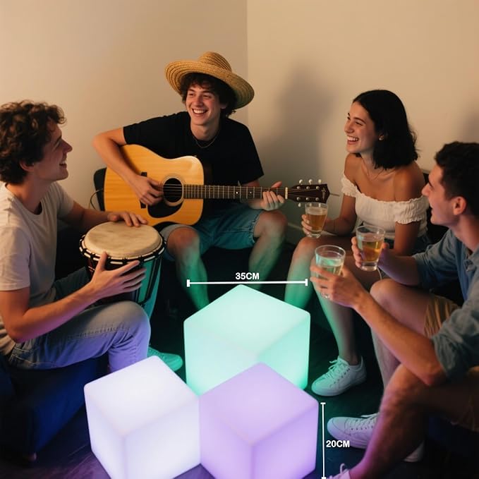 8-inch Waterproof LED Light Cube, USB Rechargeable Mood Light, 16 RGB Colors - Image 9