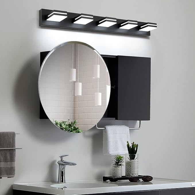 SineRise LED Modern Bathroom Vanity Light Fixtures, Matte Black Modern Acrylic - Image 5