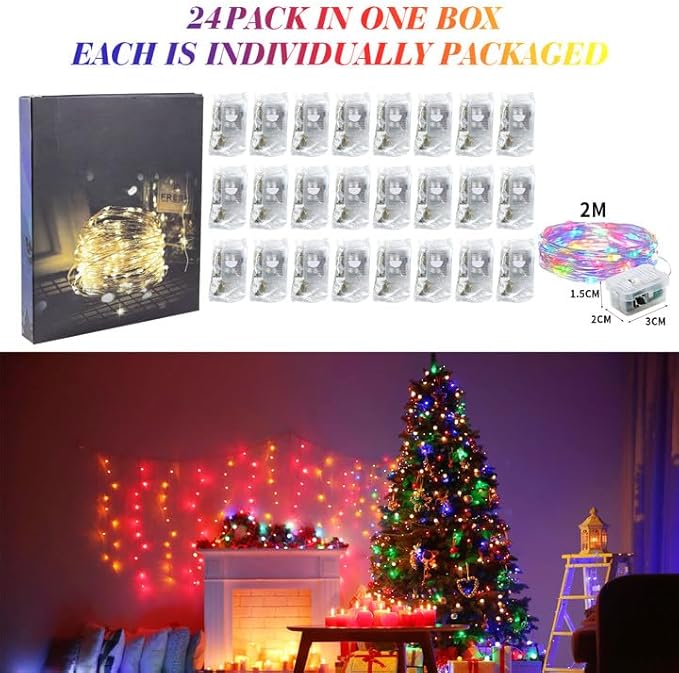 ZGWJ 24 Pack Fairy Lights Battery Operated, 7ft 20 Mini LED Fairy String Lights - Image 7