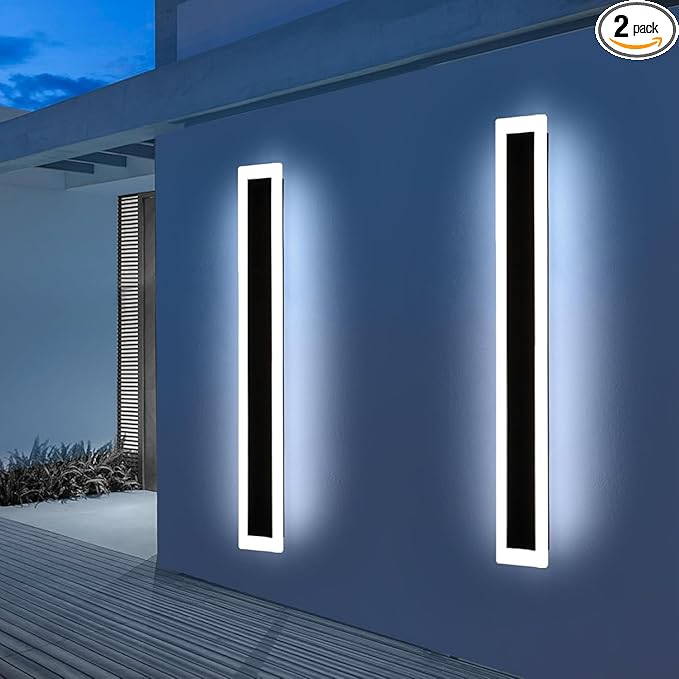 Upgrade Widened 2 Pack Long Outdoor LED Wall Light, 57inch Modern Minimalist by Daoseolo