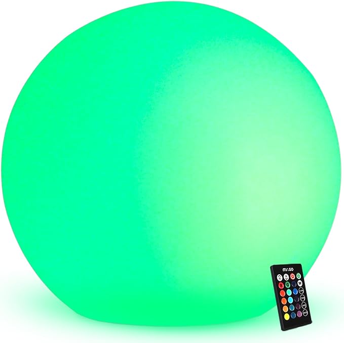 Mr.Go 20-inch Rechargeable LED Ball Light, Waterproof Outdoor Globe Lights by MRGO