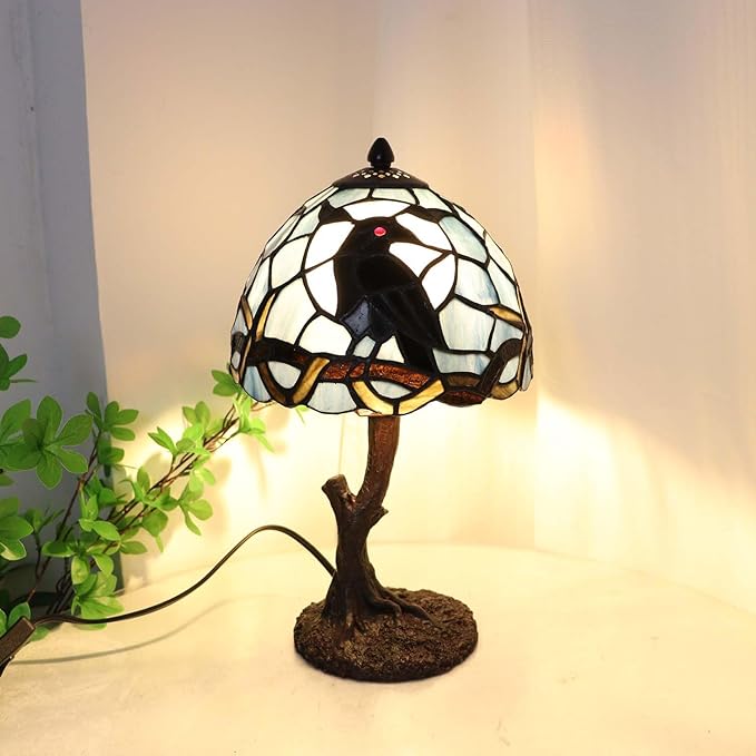 Bieye L12010 Raven Sitting on Bare Tree Branch in Full Moon Night Tiffany Style - Image 3