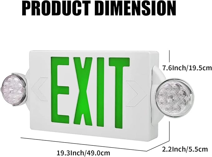 AKT LIGHTING LED Emergency Light & Exit Sign Combo, UL Certified Emergency Exit - Image 2