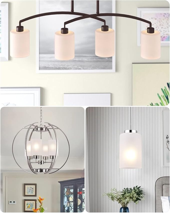 3-Pack White Frosted Glass Shade, Glass Lamp Shade Covers Replacements - Image 5
