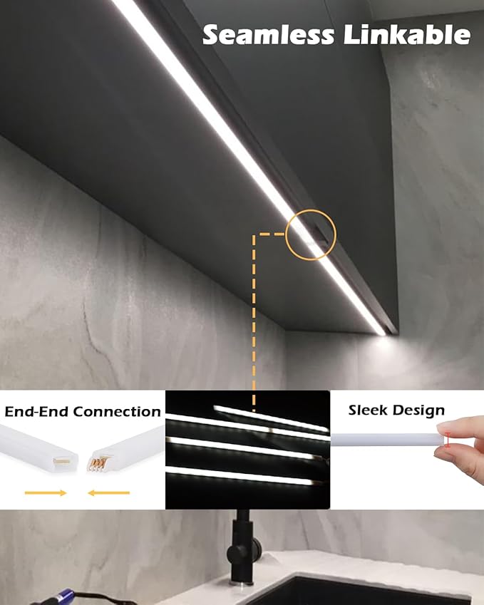 Cefrank Cabinet Lighting 6-Pack 12 inch Seamlessly Linkable Strip Light Bars - Image 12