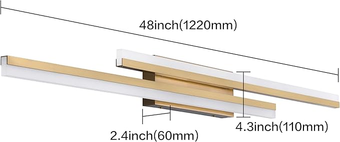 PRESDE 48" LED Vanity Light Bar, Modern Brushed Gold Bathroom Light Fixtures - Image 4