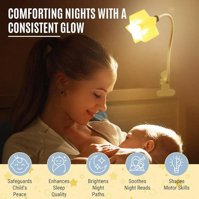 LED Clip On Star Light, Warm & Dimmable Desk Light, Reading Night lamp Newborn - Image 3