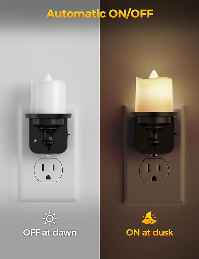 Flameless Candle Night Light, Night Lights Plug into Wall 2 Pack, LED Candle - Image 6