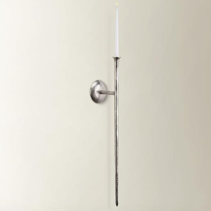 Z Gallerie One Piece Aspar Wall Sconce Long Candle Holder in Silver Finish - Image 3