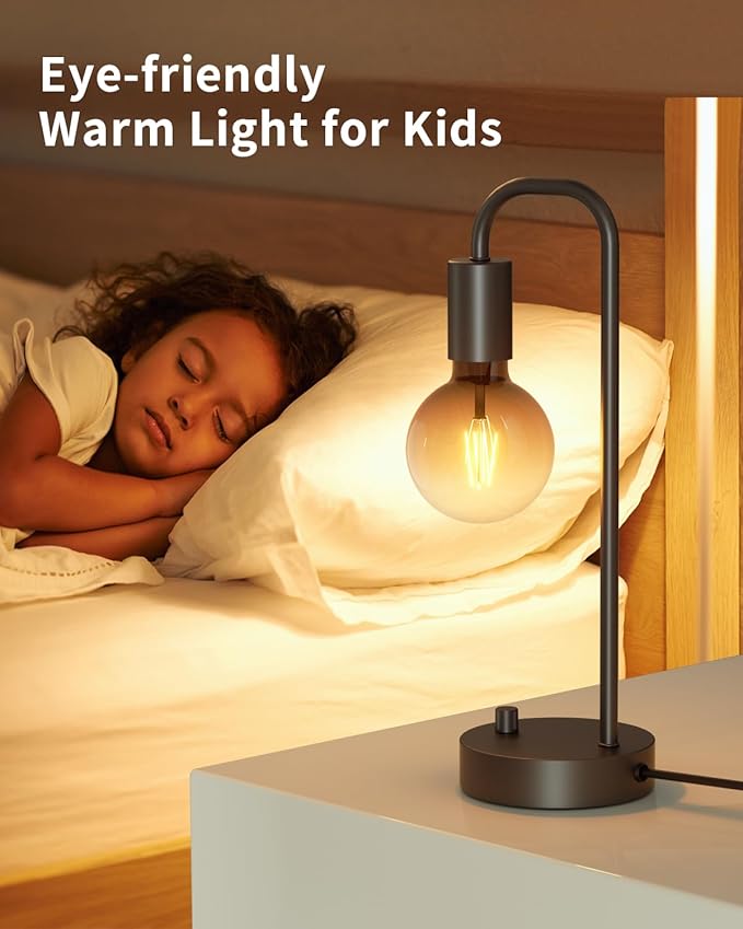 ONEWISH Industrial Table Lamp for Bedroom, Fully Dimmable Modern Bedside Lamps - Image 4
