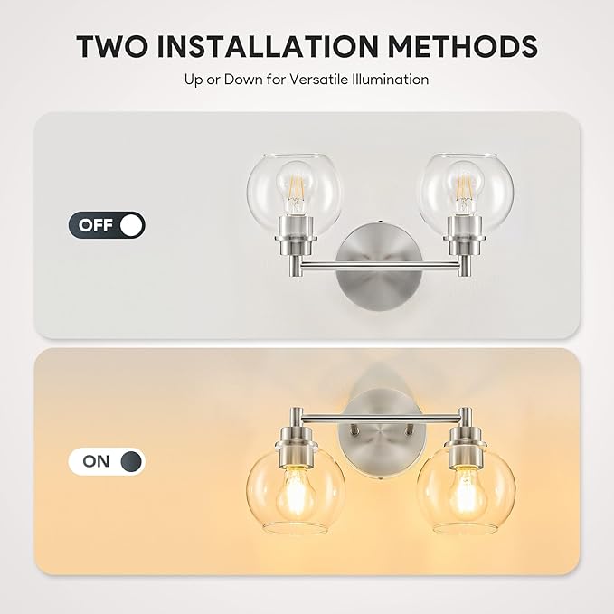 VONLUCE Bathroom Light Fixtures, 2-Light Vanity Lights - Image 3