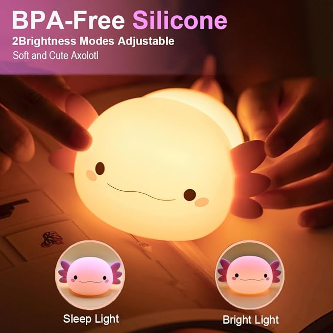 Axolotl Night Light for Kids, Touch Baby Silicone Lamp, Toddler Night Light for - Image 2