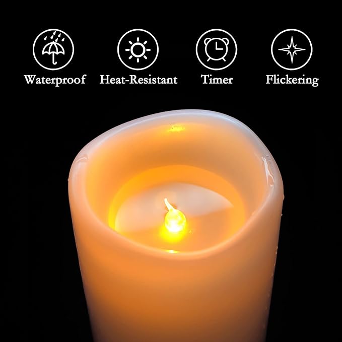 Homemory 8" x 4" Large Waterproof Outdoor Flameless Candles - Image 6