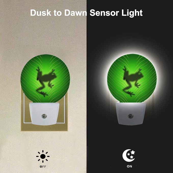 EKOBLA Tree Frog LED Night Light Leaf Vein Plug-in Nightlights Home Auto Sensor - Image 2