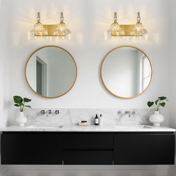 Vintage Bathroom Vanity Light, 2-Light Gold Vanity Lighting Fixture - Image 6