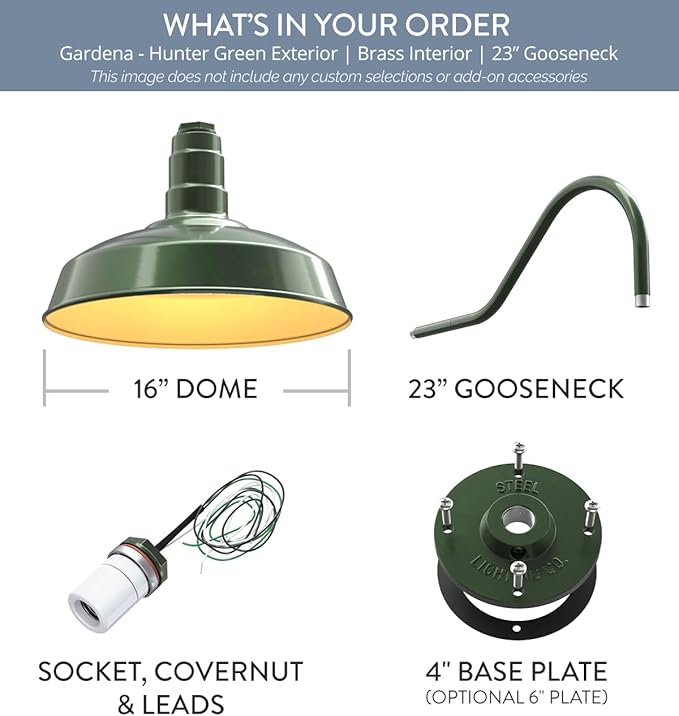 Steel Lighting Co. Gardena Barn Light | Outdoor Wall Mounted | 16" Dome | 23" - Image 6