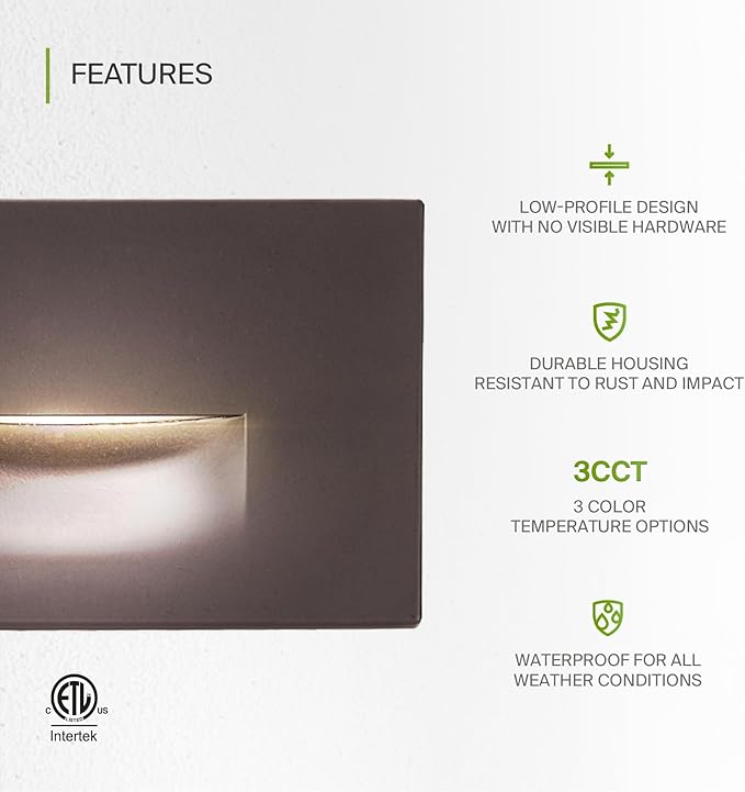 ASD LED Recessed Step Light Fixture, Outdoor & Indoor Tread Lighting | 3CCT - Image 3