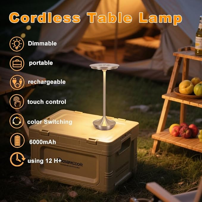 EJQ Cordless Table Lamp Rechargeable, 6000mAh Battery Operated LED Table Lights - Image 4