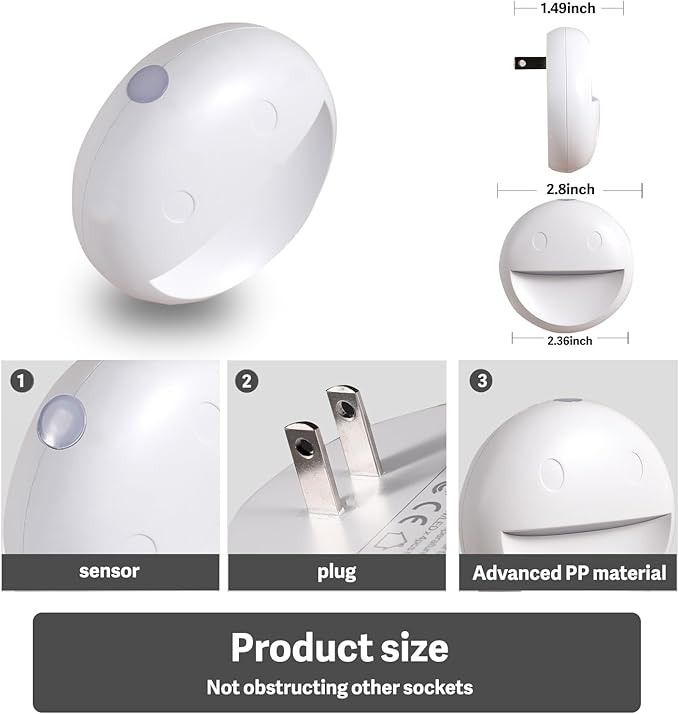 VAVOFO LED Night Light with Auto Sensor, 4 Pack, 2900-3200K Warm White - Image 6
