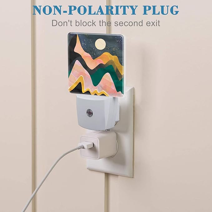 Plug in Night Lights Abstract Mountains Night Sky and Moon Nightlight Plug Into - Image 3