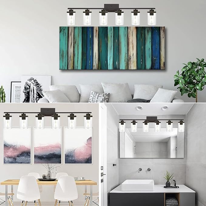 Farmhouse Vanity Lighting Fixtures Oil Rubbed Bronze 6 Light - Image 9