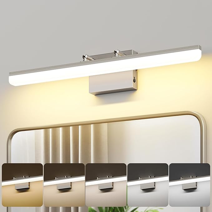 Brushed Nickel Vanity Light 24", 5CCT Dimmable LED Bathroom Light Bar, 18W Wall - Image 2