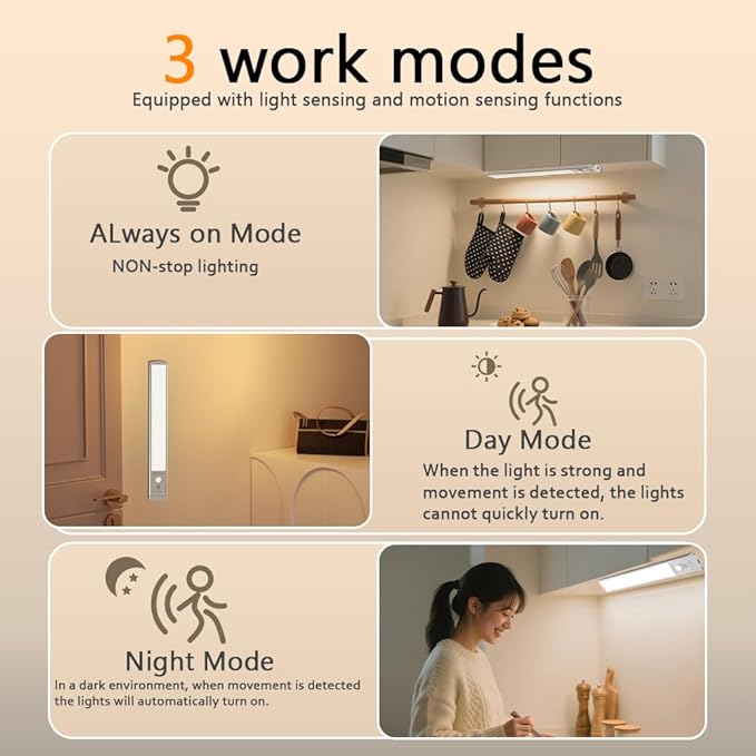 Under Cabinet Lights, 66 LED Operated Motion Sensor Light Indoor, 2200mAh USB - Image 6
