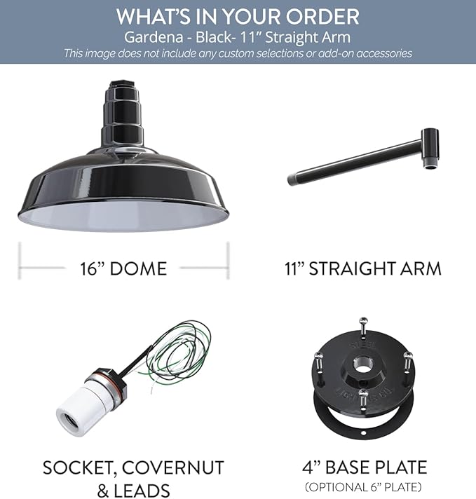 Steel Lighting Co. Gardena Barn Light | Outdoor Wall Mounted | 16" Dome | 11" - Image 6
