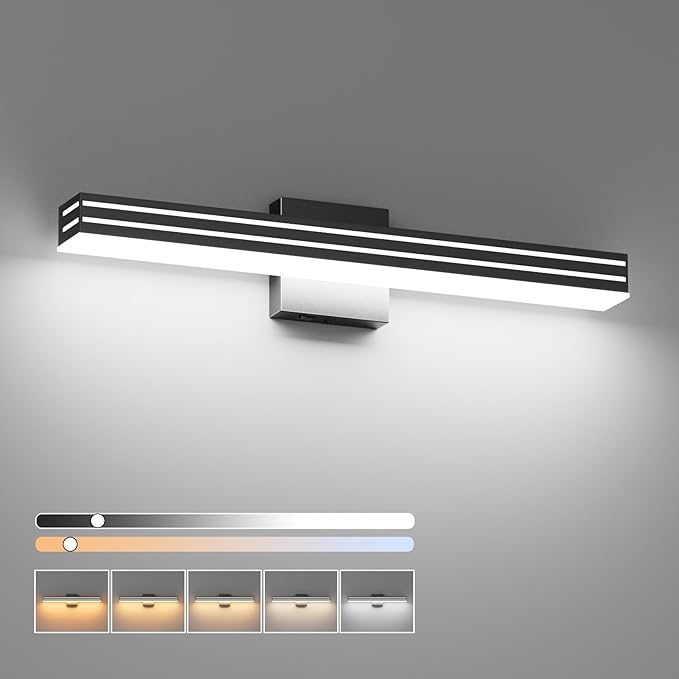 Ralbay Black Vanity Light 5 Color Temperature Dimmable LED Modern Bathroom - Image 9