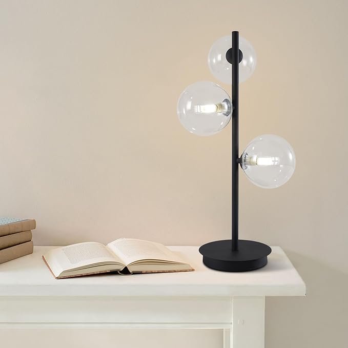 3-Light Black Table Lamp, Mid Century Nightstand Lamp - Image 6