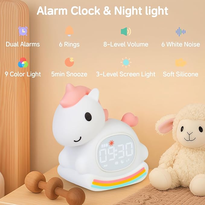 Cute Alarm Clock for Kids with Night Light, Sleep Training Clock Time to Wake - Image 2