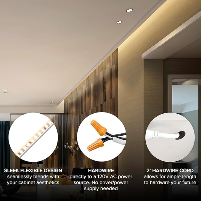 Maxxima 60 in. Hardwired LED Under Cabinet Strip Light, 2300 Lumens, 3000K Warm - Image 4