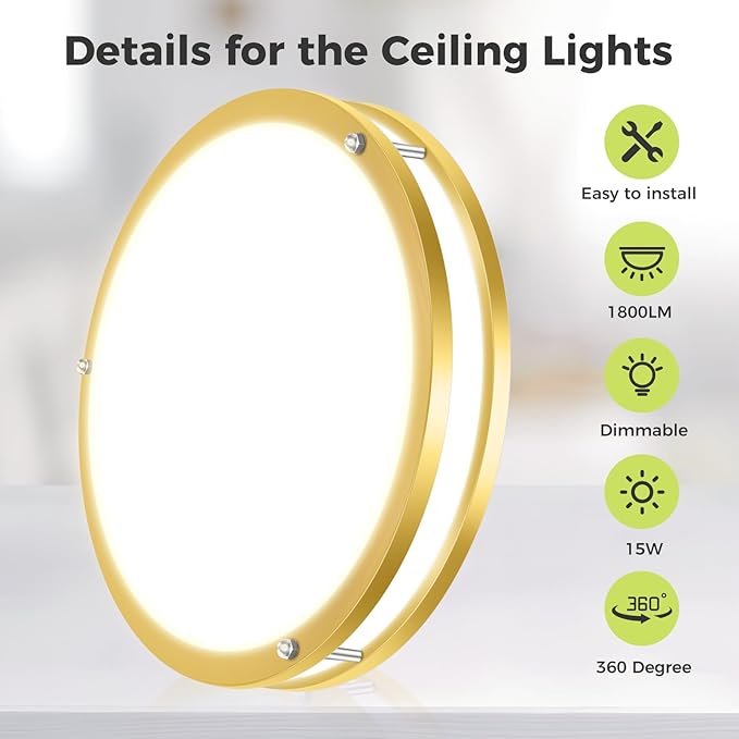 hepside 2 Pack Flush Mount Ceiling Light Fixture, Dimmable & 5CCT Ceiling Light - Image 5